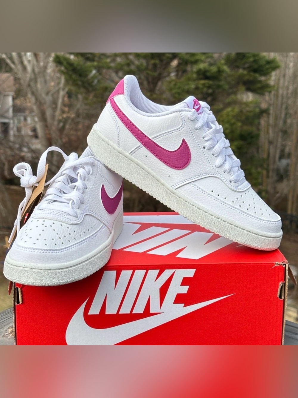 Nike Court Vision Low Womens 7 Youth 5.5Y White Sustainable Casual Sneaker NEW